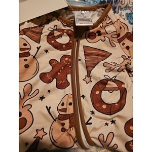 Bamboo Zippy Pajama Christmas  Deer, Snowma, Gingerbreadl  White  9 To 12 Months